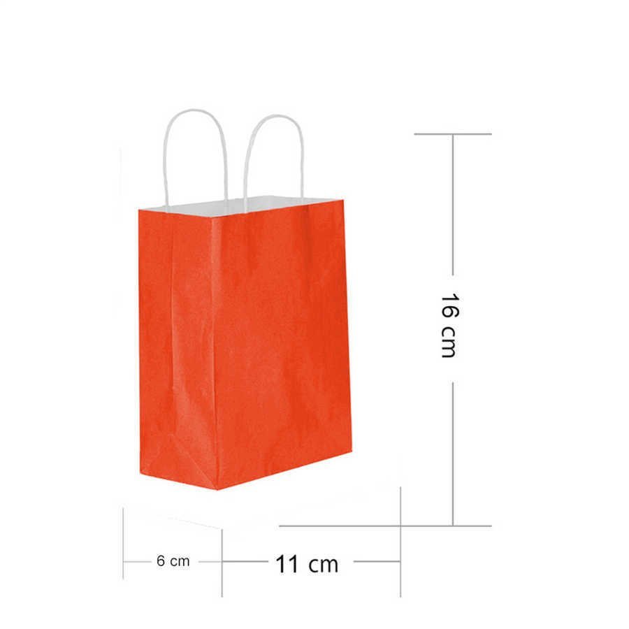 25 Li 11x16 cm Büküm Saplı Düz Kırmızı Kağıt Çanta-Poşet