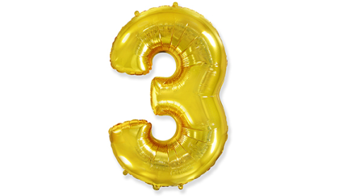 32 İNC FOLYO BALON RAKAM 3 ALTIN / GOLD