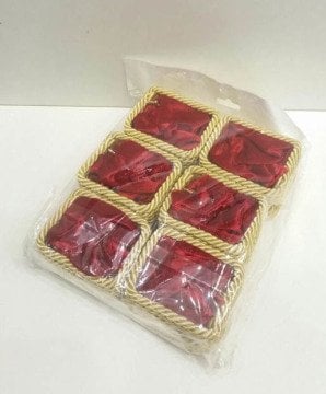 12 li Kadife Tesbih,Kuru Yemiş,Şeker Büzgülü Kare Kese