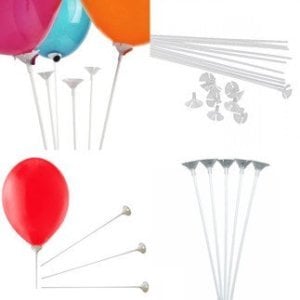 100 LÜ BALON ÇUBUĞU  PLASTİK ve HUNİSİ SET 30 CM