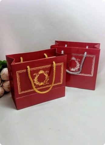 10 Lu (18x16 Cm) Körüklü,Baskılı, İpli,  Karton Çanta, Poşet