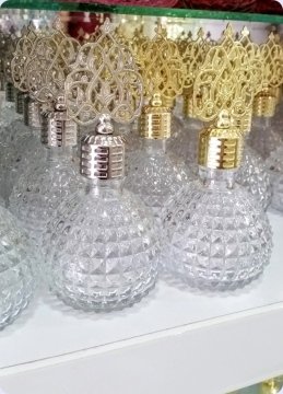 12 li Metalize Pvc Tepelikli Kristalize Top Cam Kolonya Şişesi