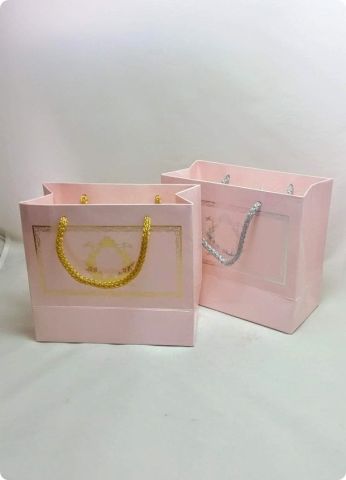 10 Lu (18x16 Cm) Körüklü,Baskılı, İpli, Kız Bebek Şekeri Karton Çanta, Poşet