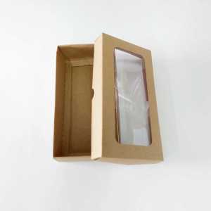 20x10x5 cm Kraft Karton Pencereli Asetat Kutu