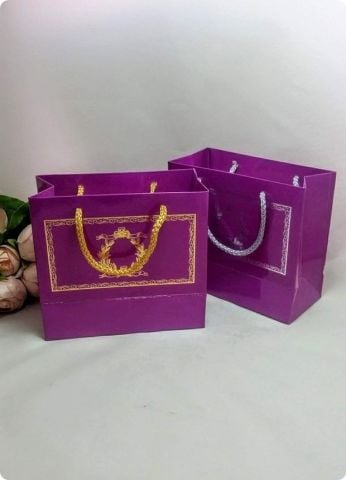 10 Lu (18x16 Cm) Körüklü,Baskılı, İpli, Karton Çanta, Poşet