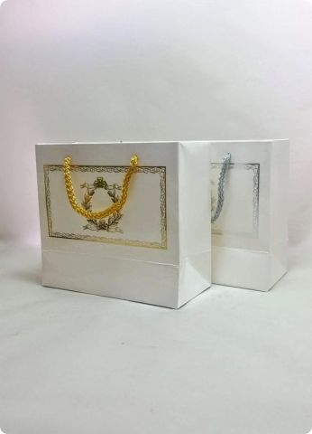 10 Lu (18x16 Cm) Körüklü,Baskılı, İpli, Karton Çanta, Poşet