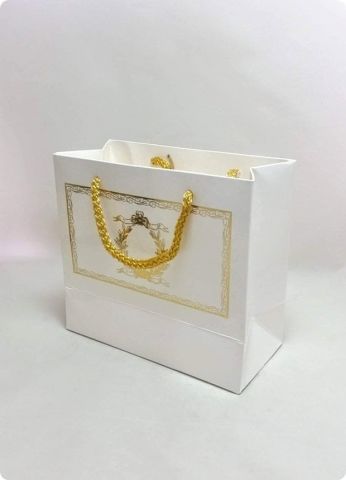 10 Lu (18x16 Cm) Körüklü,Baskılı, İpli, Karton Çanta, Poşet