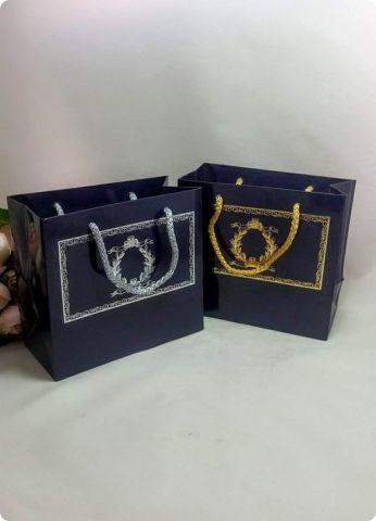 10 Lu (18x16 Cm) Körüklü,Baskılı, İpli, vefat mevlid Karton Çanta, Poşet