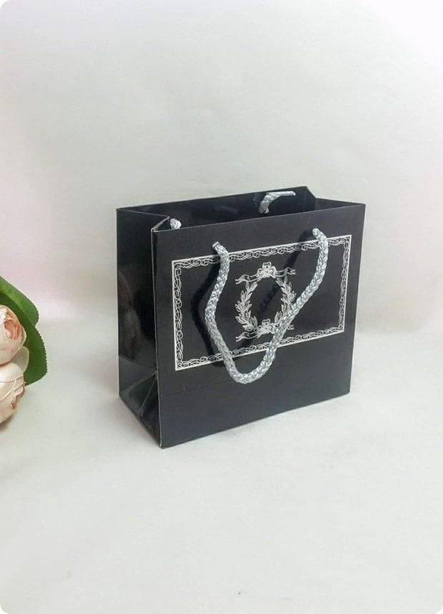 10 Lu (18x16 Cm) Körüklü,Baskılı, İpli, vefat mevlid Karton Çanta, Poşet