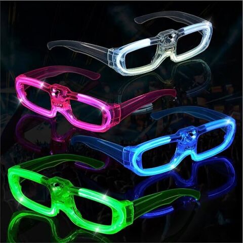 Yeşil LED Işıklı Parti Gözlüğü 3 Modlu – Glow & Gece Eğlence Gözlüğü