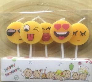 5 li Emojili küçük mum