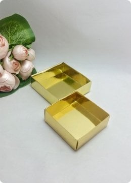 50 li 8x8x3 cm (Altın) Altı Karton Asetat Kapaklı Kutu