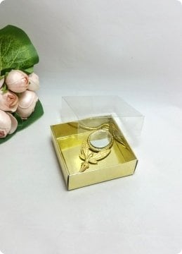 50 li 8x8x3 cm (Altın) Altı Karton Asetat Kapaklı Kutu