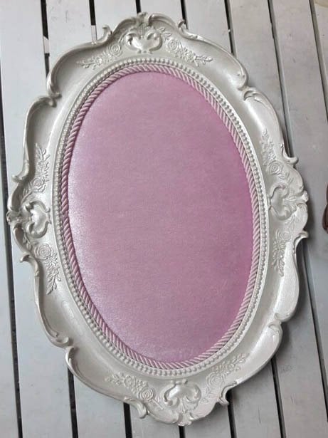 Oval Tepsi Çerçeve Polyester Pembe Kumaş Kaplı Kapı Süsü Fon
