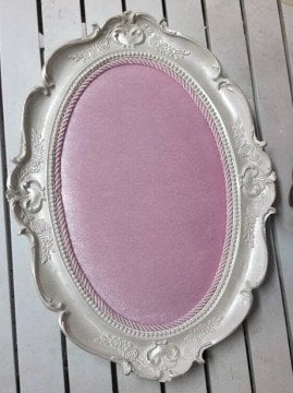 Oval Tepsi Çerçeve Polyester Pembe Kumaş Kaplı Kapı Süsü Fon