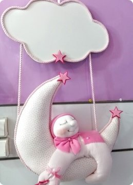 Pembe Yanaklı Uyuyan Bebek Odası Kapı Süsü
