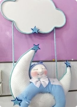 Pembe Yanaklı Uyuyan Bebek Odası Kapı Süsü