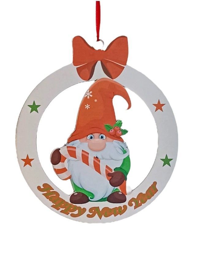 Fiyonklu Noel Baba Ahşap Kapı Süsü (33*29cm)
