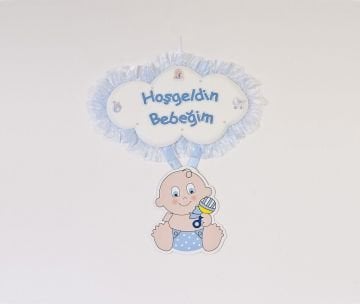 Bebek odası kapı süsü ; Bulut,Çıngıraklı Bebek
