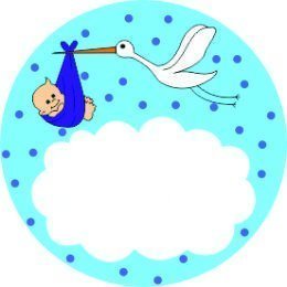 Leylekli Bebek Yuvarlak etiket 1 Sayfa (54Adet)