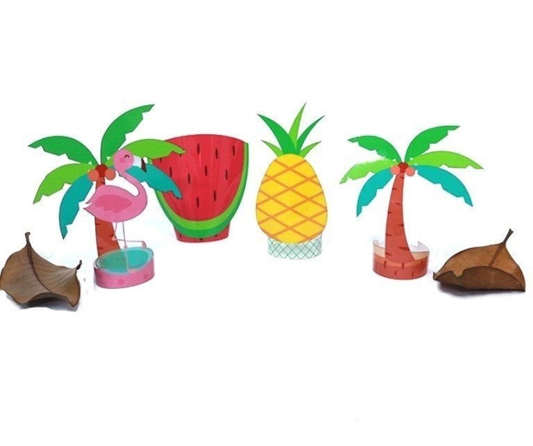 4 lü Flamingo Konseptli Pvc Ayakta Figür