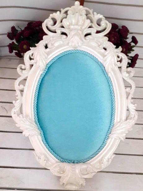 Bebek Odası ; Barok Yapraklı Polyester,Kumaş ( Mavi Kadife ) Kaplı Kapı Süsü Fon