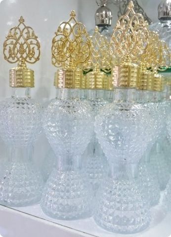 12 Li Metalize Güneş Tepelikli İnce Bel Cam Kolonya Şişesi