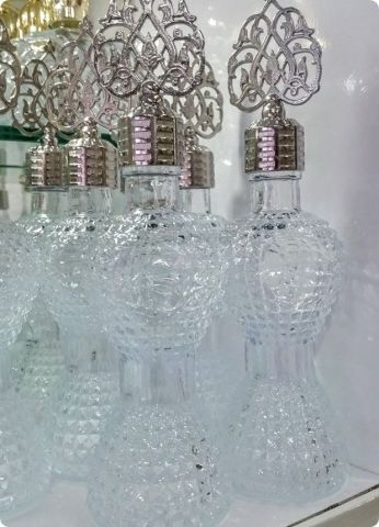 12 Li Metalize Güneş Tepelikli İnce Bel Cam Kolonya Şişesi