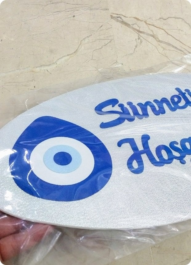 Sünnetime Hoşgeldiniz Yazılı Oval Sünnet Kapı Süsü