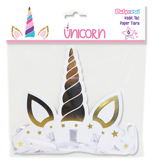 6 LI TAÇ UNICORN KAĞITTAN KARIŞIK RENK