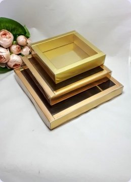12,5x12,5 Cm Altı Karton, Üstü Asetat/Şeffaf Kapaklı Kare Kutu 30 Lu