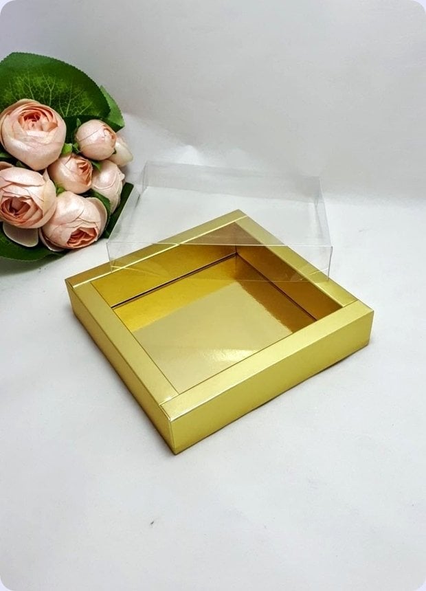 12,5x12,5 Cm Altı Karton, Üstü Asetat/Şeffaf Kapaklı Kare Kutu 30 Lu