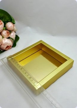 12,5x12,5 Cm Altı Karton, Üstü Asetat/Şeffaf Kapaklı Kare Kutu 30 Lu