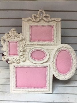 (Süslü ) Boyalı, Kumaş Kadife Kaplamalı Polyester Beşli ( 5 li ) Resim Çerçeve Kapı Süsü