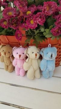 12 li 6 cm Renkli Pelüş Ayıcık Anahtarlık Paketinde ;