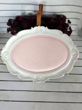 Oval Tepsi Çerçeve Polyester Pembe Kumaş Kaplı Kapı Süsü Fon