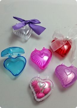 Renkli Mika Kalp Kutu Menteşeli Kapak