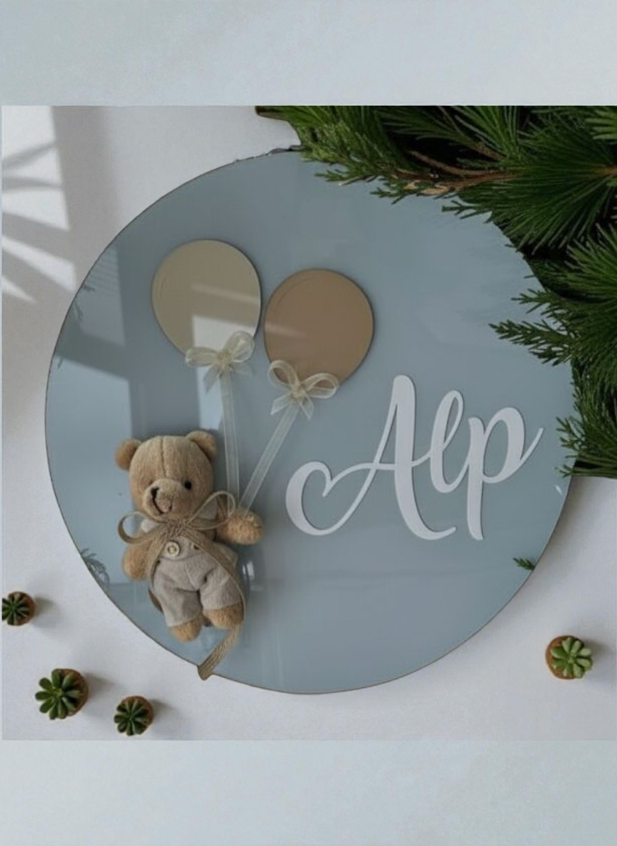 Pleksi balonlu ayıcıklı Kapı süsü