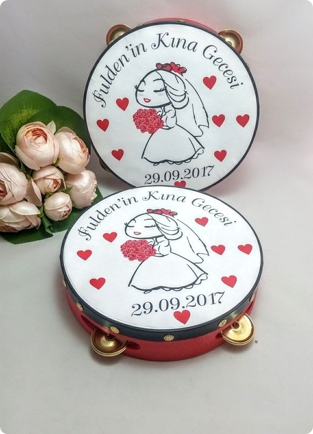 Kına Gecesi  Zilli Sticker Baskılı Tef