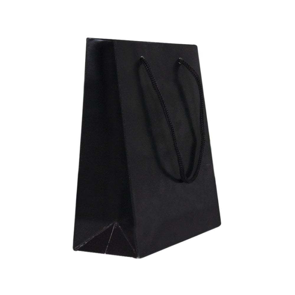 25 Li 20x25 Cm Düz Siyah Körüklü Karton Çanta / Poşet