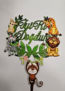 Safari Konseptli Ahşap Pasta Süsü (25*19cm)