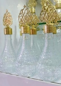 12 li Metalize Güneş Tepelikli İksir Kristalize Cam Kolonya Şişesi