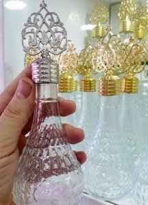 12 li Metalize Güneş Tepelikli İksir Kristalize Cam Kolonya Şişesi