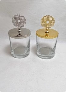 12 Li Metal Çiçek Tepelikli Büyük Boy Boş Bardak