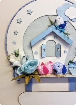 Ahşap Kuşlu İsim Yazılabilir Ev Kapı Süsü ;Bebek
