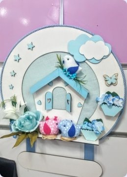 Ahşap Kuşlu İsim Yazılabilir Ev Kapı Süsü ;Bebek