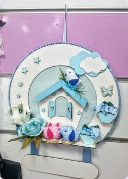 Ahşap Kuşlu İsim Yazılabilir Ev Kapı Süsü ;Bebek