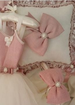 Somon kız bebek 3 lü set (Takı Yastığı,Sepet,Kapı Süsü)