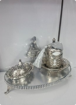 Oval Tepsili Damat Kahve Fincanı / Lokumluk Seti