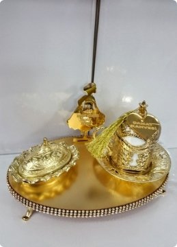 Oval Tepsili Damat Kahve Fincanı / Lokumluk Seti